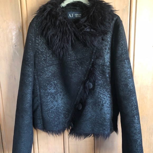 ARMANI JEANS Faux Fur Jacket size 8 - Picture 5 of 6